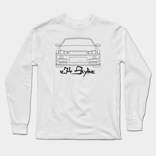 Nissan R34 Skyline GTR - Simple Lines Long Sleeve T-Shirt